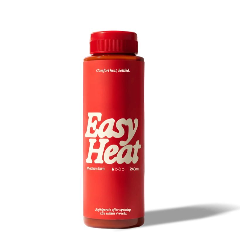 A 240ml bottle of Easy Heat hot sauce by Dip & Drizzle
